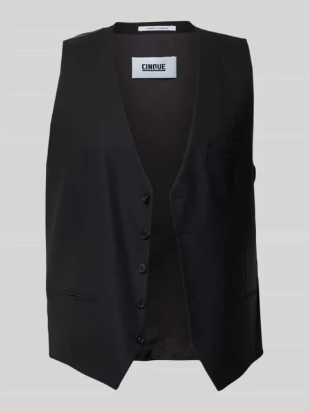 Kamizelka z dekoltem w serek i listwą guzikową Model Totti' Cinque czarna