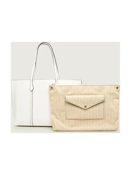TORY BURCH De piele geantă shopper + borsetă Perry alb