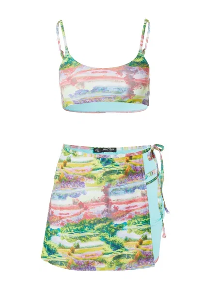 Nasty Gal Bikini világoskék zöld / rózsa sárga