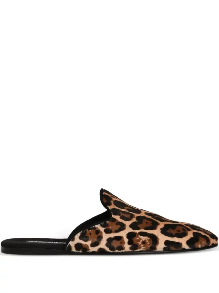 Papuci de casă Dolce & Gabbana cu imagine cu model leopard maro