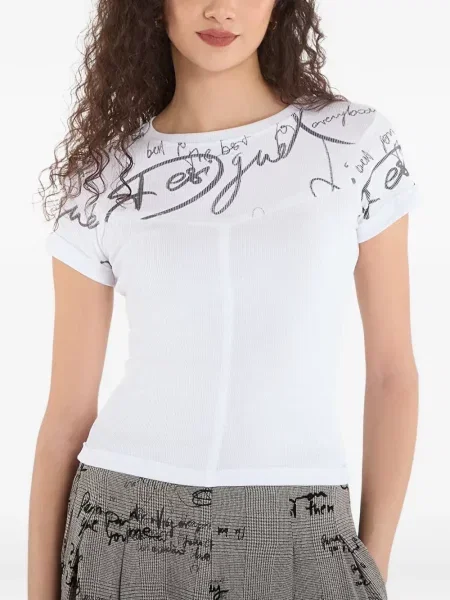 Tricou Desigual cu imagine alb