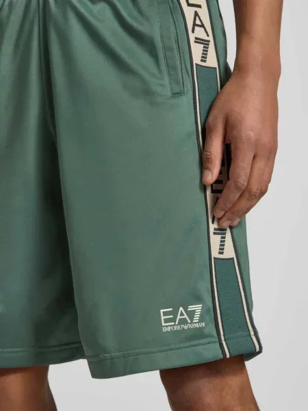 Szorty z logo i wpuszczanymi Ea7 Emporio Armani zielone