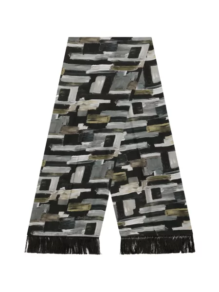 Fular Dolce & Gabbana de mătase cu imagine cu imprimeu abstract negru