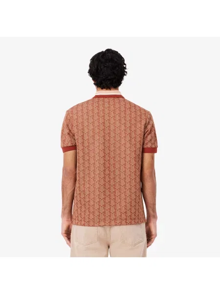 Lacoste Koszulka Polo Z Żakardowym Monogramem Classic Fit czerwona