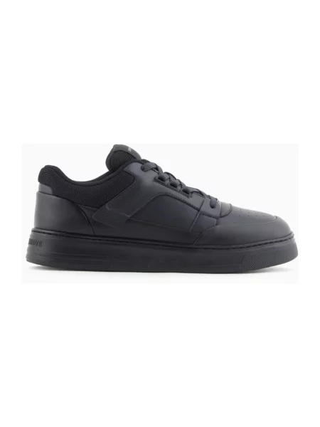 Sneakersy Emporio Armani skórzane z siateczki czarne