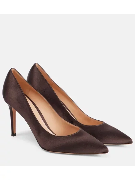 Pantofi cu toc Gianvito Rossi din satin maro