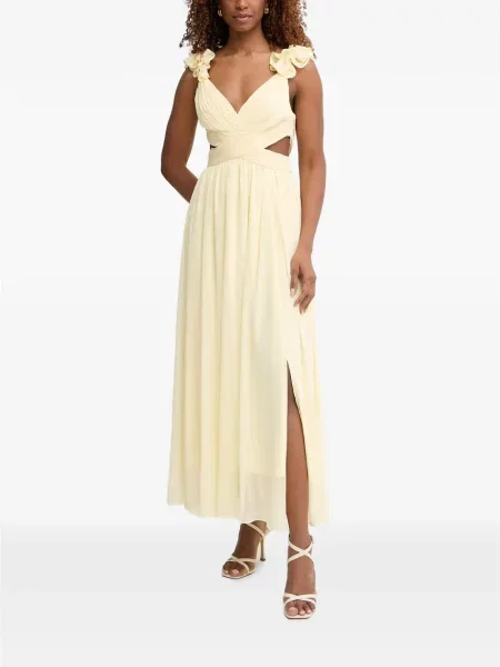 Rochie maxi Morgan cu volane galben