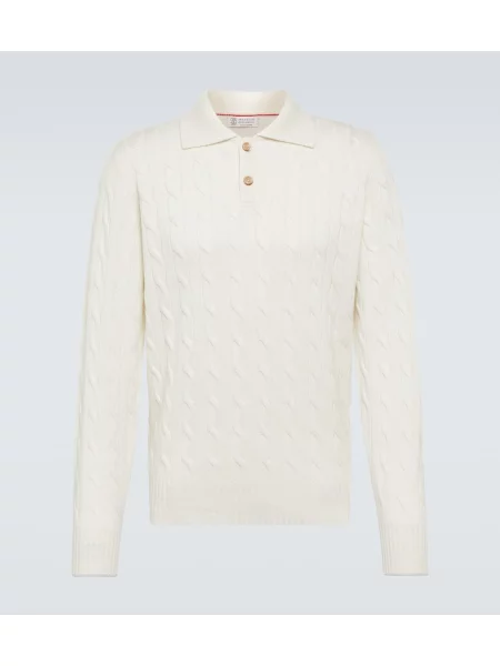 Pulover Brunello Cucinelli din cașmir alb