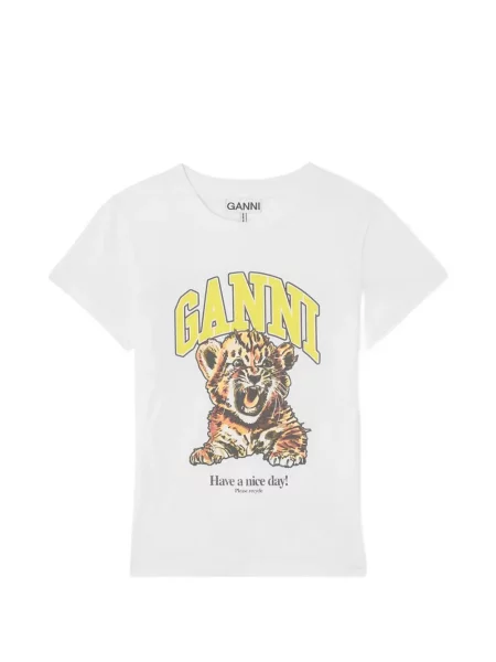 Tricou Ganni cu imagine alb