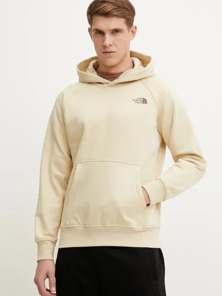 Mikina The North Face Raglan Redbox s kapucí s potiskem béžová