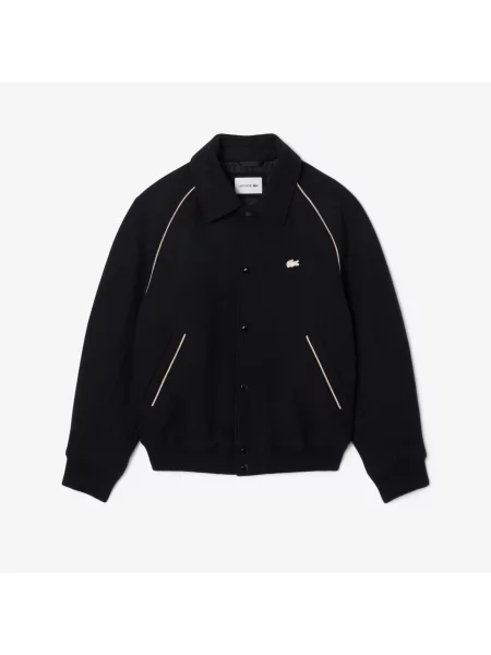 Lacoste Wełniana Kurtka Varsity Z Naszywkami czarny