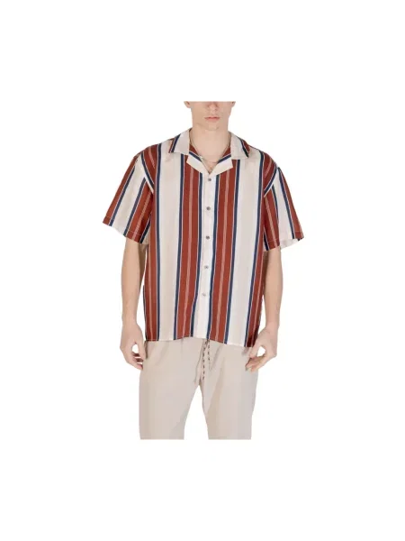 Lniana wielobarwność koszula Gianni Lupo w paski niebieska