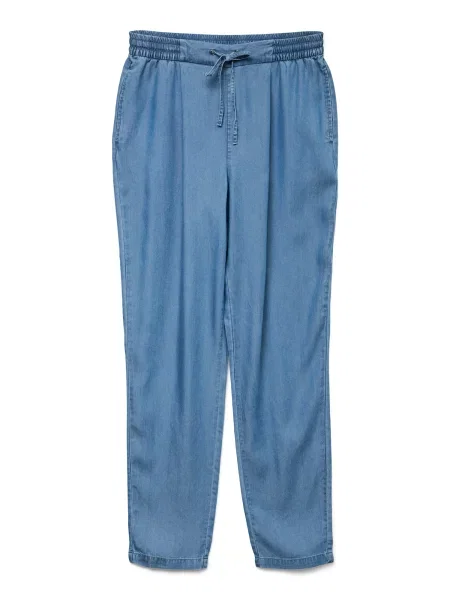 VERO MODA Kalhoty se sklady v pase VMHARPER džínovina modrá