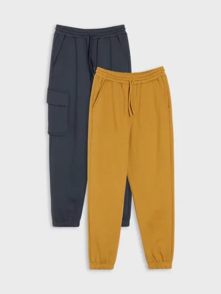 Sinsay Kapsáčové tepláky s bavlnou 2 pack námořnická modrá