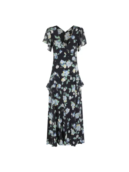 Sukienka midi Rixo w kwiatki z falbankami do kolan