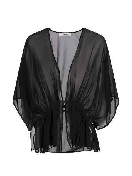 Палто Max Mara с V-образно деколте черно