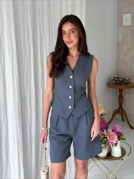 ART KNIT Жилет класичний Графіт Льон/бавовна