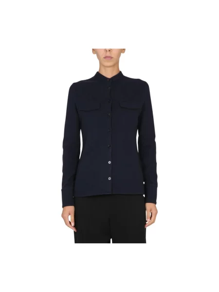 Koszula Jil Sander ze stójką niebieska