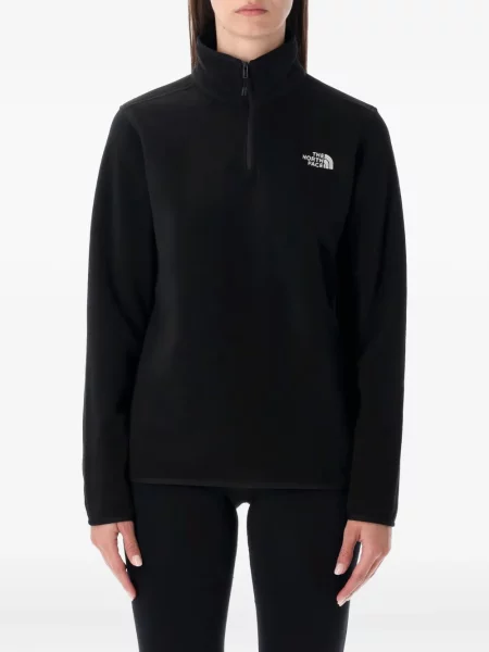 Hanorac din fleece The North Face din fleece de jumătate de fermoar negru