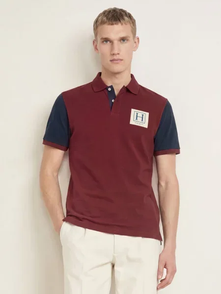 Hackett London Polokošile Z Piké Heritage tmavě / tmavě modrá červená