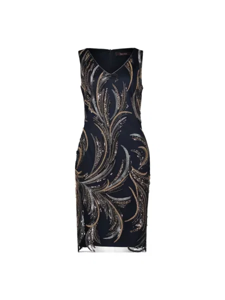 Haftowana sukienka Vera Mont elegancka niebieska