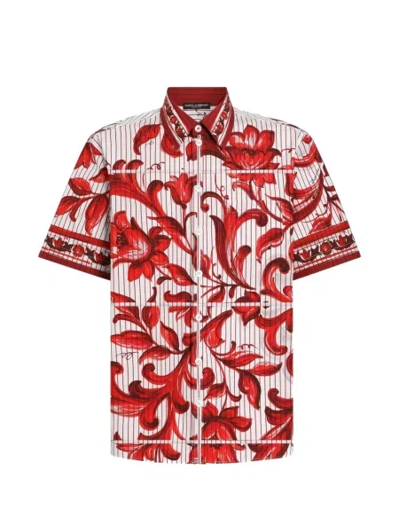 Cămașă Dolce & Gabbana cu dungi cu imagine din poplin roșu