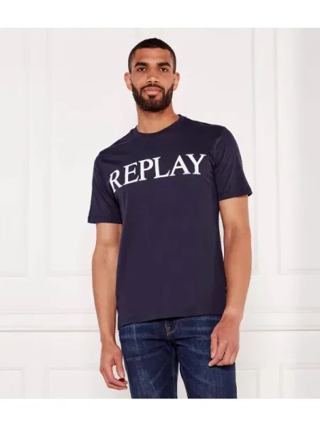 REPLAY Póló tengerészkék / fehér kék