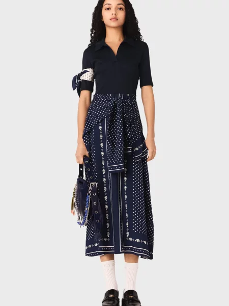 Сукня Maje в горошок з принтом синя