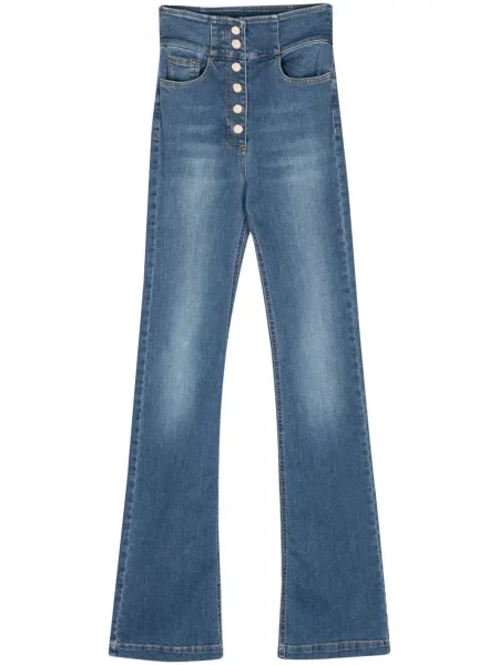 Jeansy dzwony Elisabetta Franchi z wysoką talią niebieskie