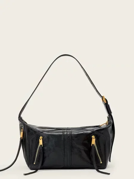 AllSaints geantă de damă de piele JEAN negru
