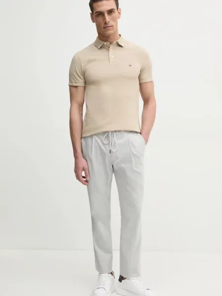 Tommy Hilfiger polo tričko s elastanom béžová