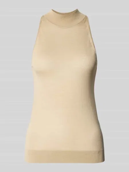 Bezrękawnik o kroju slim fit z mieszanki lyocellu i żywej wełny model FARGHERITA' Boss beżowa