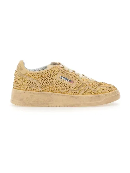 Autry Sneakersy Medalist Low Z Kamieniami Ozdobnymi gold żółte