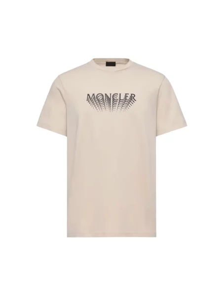 Koszulka Moncler z dżerseju z logo beżowa