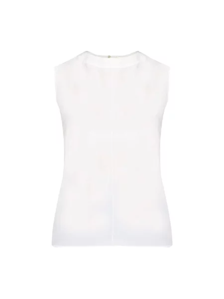 Top Saint Laurent bez rękawów z wysokim kołnierzem biały