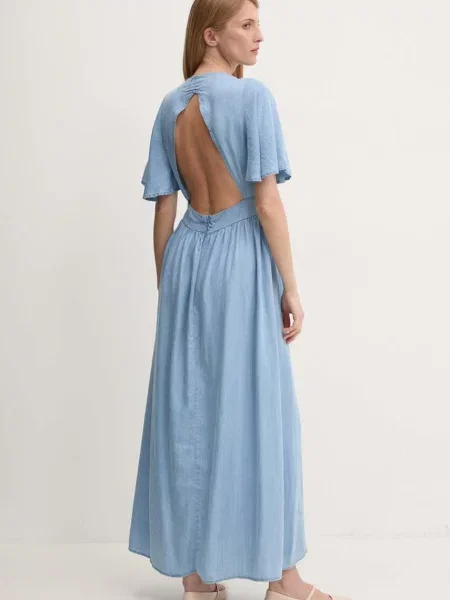 Answear Lab rochie maxi evazati albastru