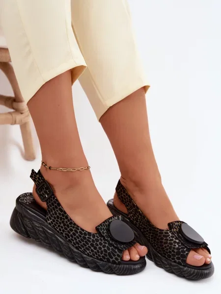 Sandale Artiker din piele cu platformă negru