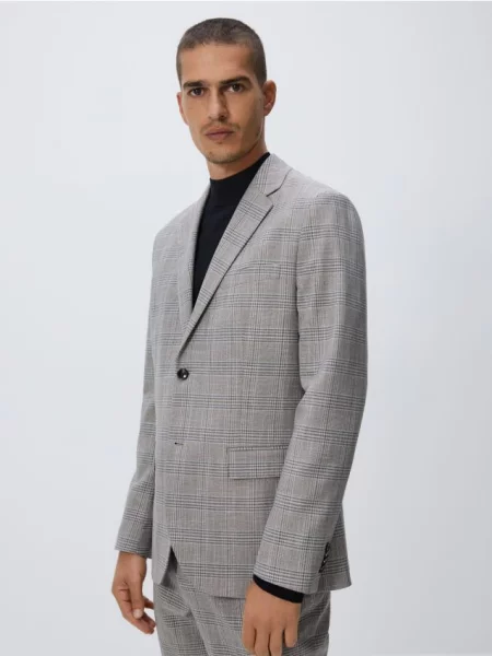 Reserved Картатий блейзер slim fit кавовий 