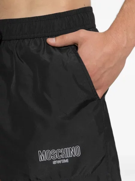 Kąpielówki Moschino z nadrukiem ze sznurkiem czarne