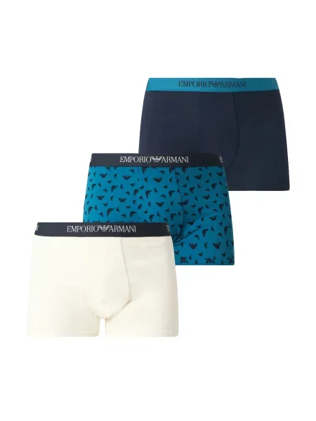 Emporio Armani Boxeri bleumarin / cyan / negru / natural alb