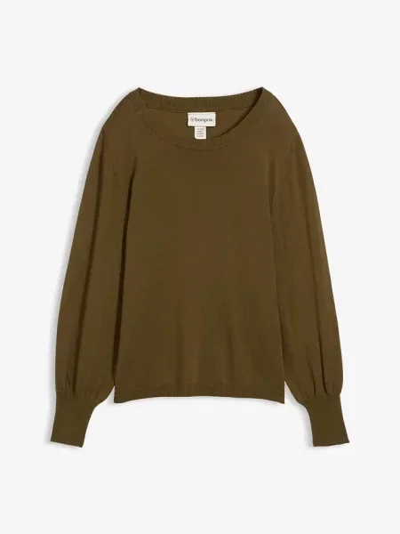 Sweter z balonowymi rękawami zielony