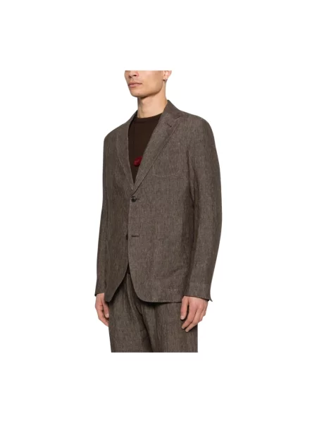 Lniana marynarka Emporio Armani brązowa