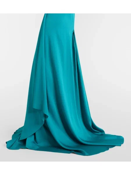 Rochie Mcqueen din satin drapată albastru