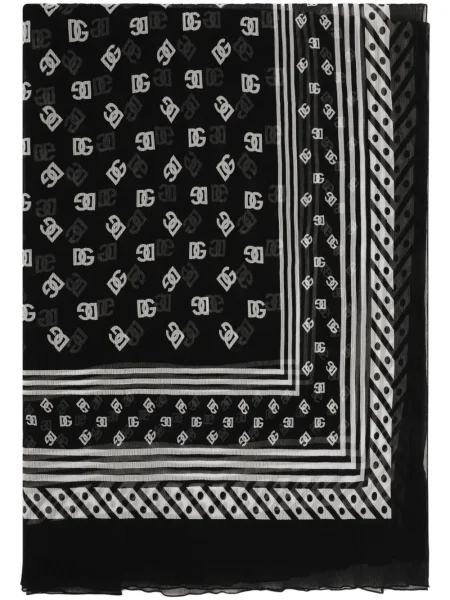 Hedvábný šál Dolce & Gabbana s potiskem černý