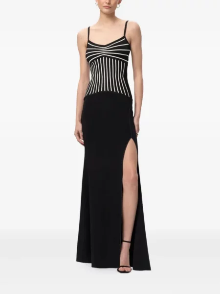 Rochie Hervé Léger cu dungi cu crăpătură negru