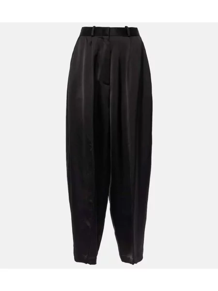 Satenaste hlače Co z visokim pasom črna