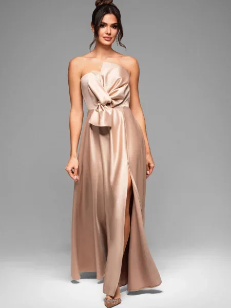 Rochie de seară Edoti de costum maro