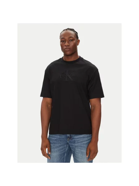 Calvin Klein Jeans Marškinėliai Hero Monologo Relaxed Fit juoda