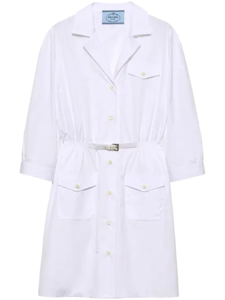 Mała sukienka mini Prada popelinowa garniturowa biała