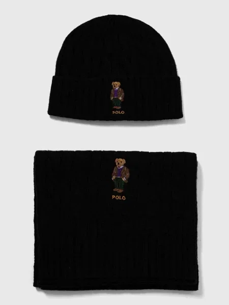 Szal Polo Ralph Lauren wełniana czarna